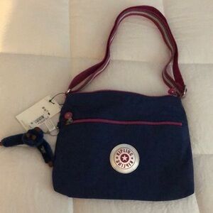 Kipling Annabelle Admiral Blue BM P Nylon Crossbody Bag & Monkey Key Chain NWT